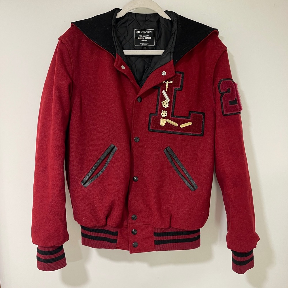 Holloway Letterman Varsity Jacket Women's XS Red Wool Blend Personalized Samira